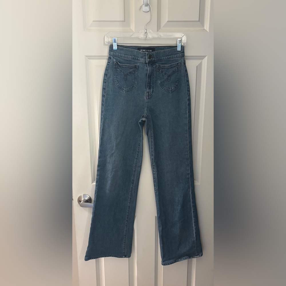 Veronica Beard Crosbie High Rise Wide Leg Jeans, Medium Wash, Size 26
